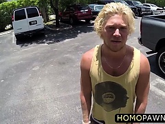 Blonde surfer hunk gets his dick sucked