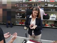 Busty Pawnshop Milf Blowing Owner Before Sex