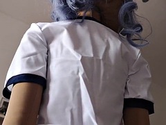 Femboy sex doll with huge anal prolapse moans, squirts and farts