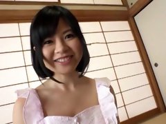 Busty Japanese cutie opens her legs to be fucked from behind