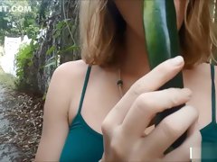 Risky Outside Orgasm with Vegetable