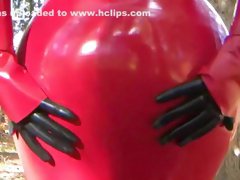 Busty Halloween Beauty - Outdoor Blowjob Handjob with Latex Gloves - Cum on my Gloves