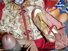 Jerking Indian boy cum on a girls sandal Jerking off Cum video on viewer Pranita demand, boy jerking off and have fun