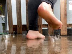 Bare Foot In The Rain Walking Stomping Foot Fetish - Glimpseofme