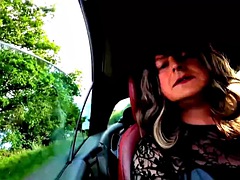 Crossdresser kellycd out for a walk on busy country roads